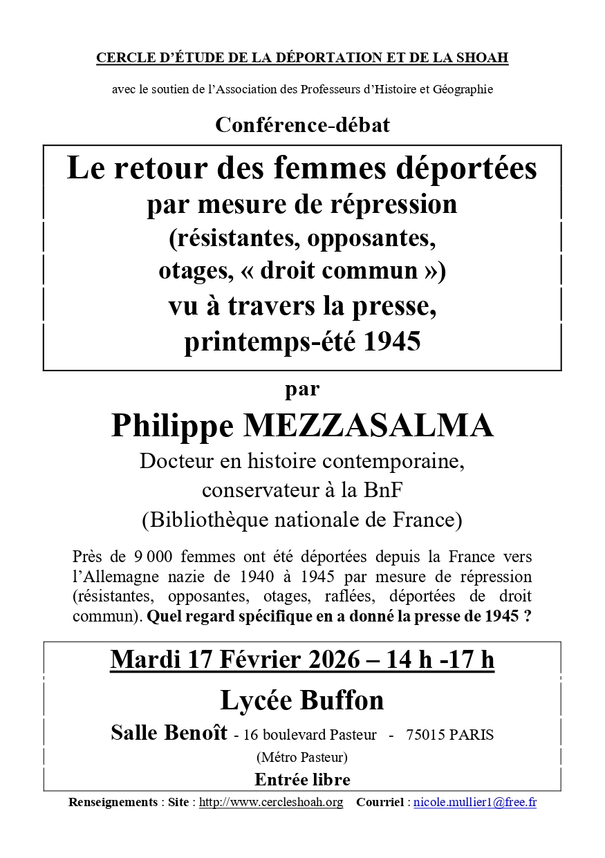 Conférence-débat : Le retour des femmes déportées par mesure de répression